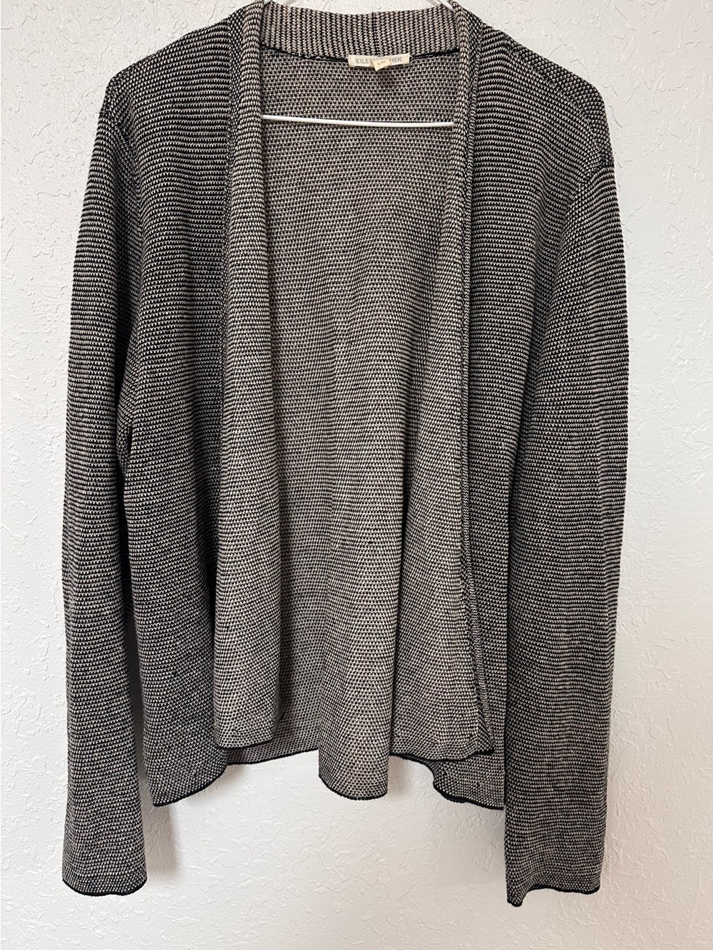 Eileen Fisher Fine Linen Crepe Knit Cardigan Large